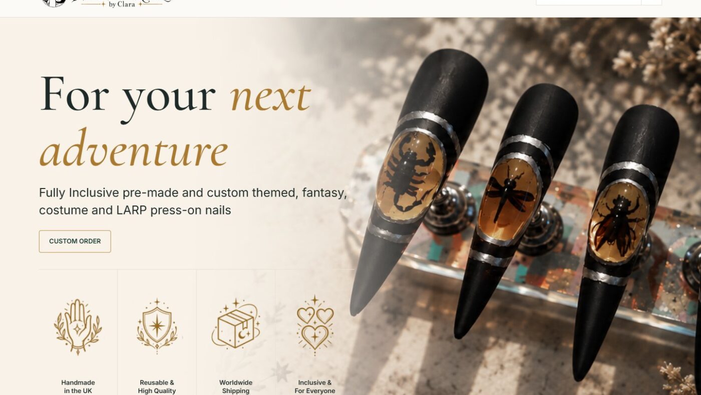 Fantasy Nails by Clara website homepage screenshot.