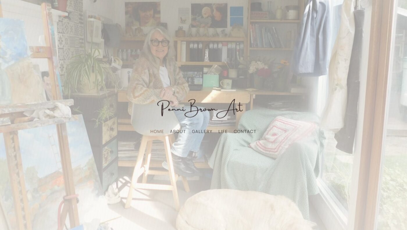 Penni Brown Art website homepage screenshot.