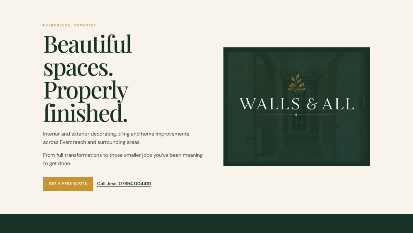 Walls & All website homepage screenshot.